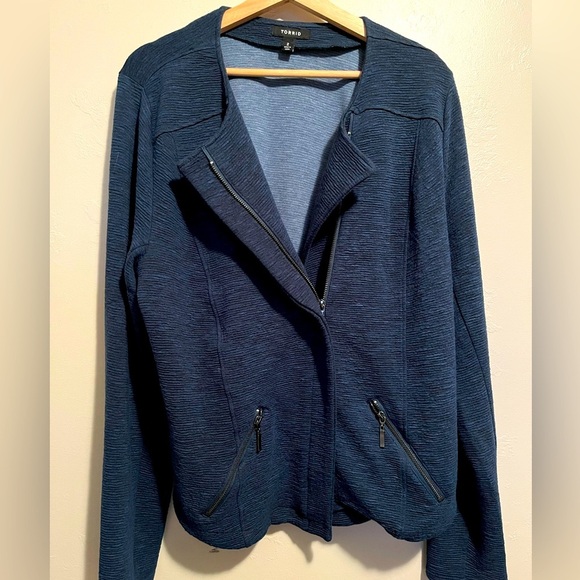 Torrid Teal Studio Double Knit Moto Jacket - Picture 3 of 13